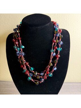 Kandahar Vintage Glass Bead Woven Necklace Made in India NWT